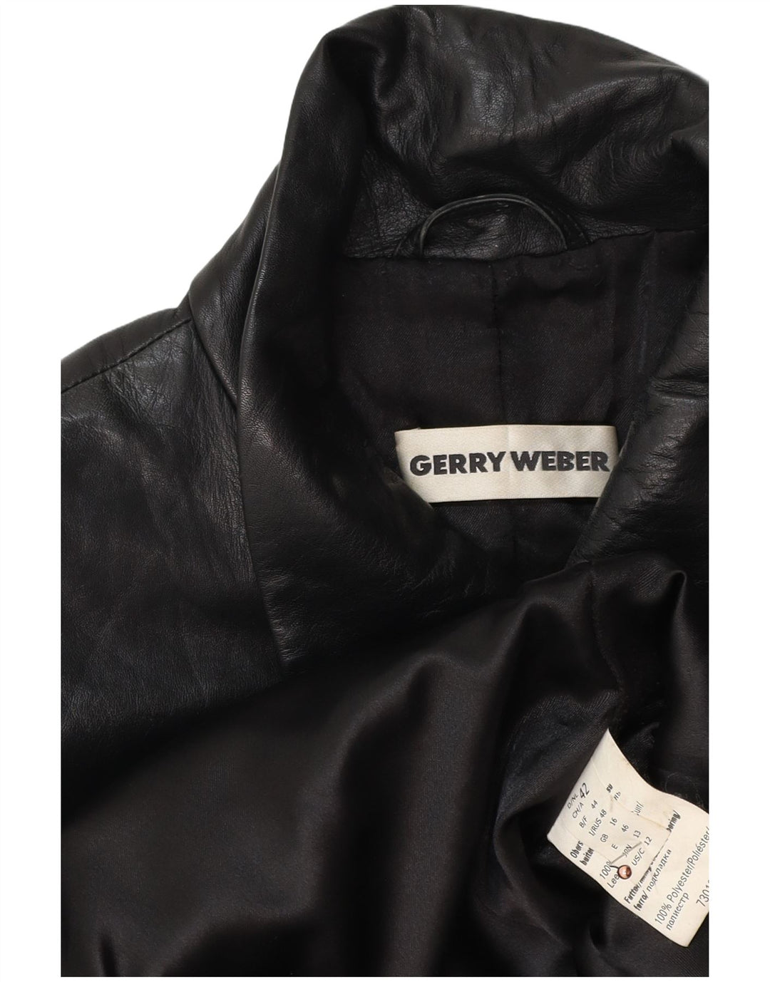 GERRY WEBER Damski płaszcz skórzany UK 16, duży, czarny, skórzany