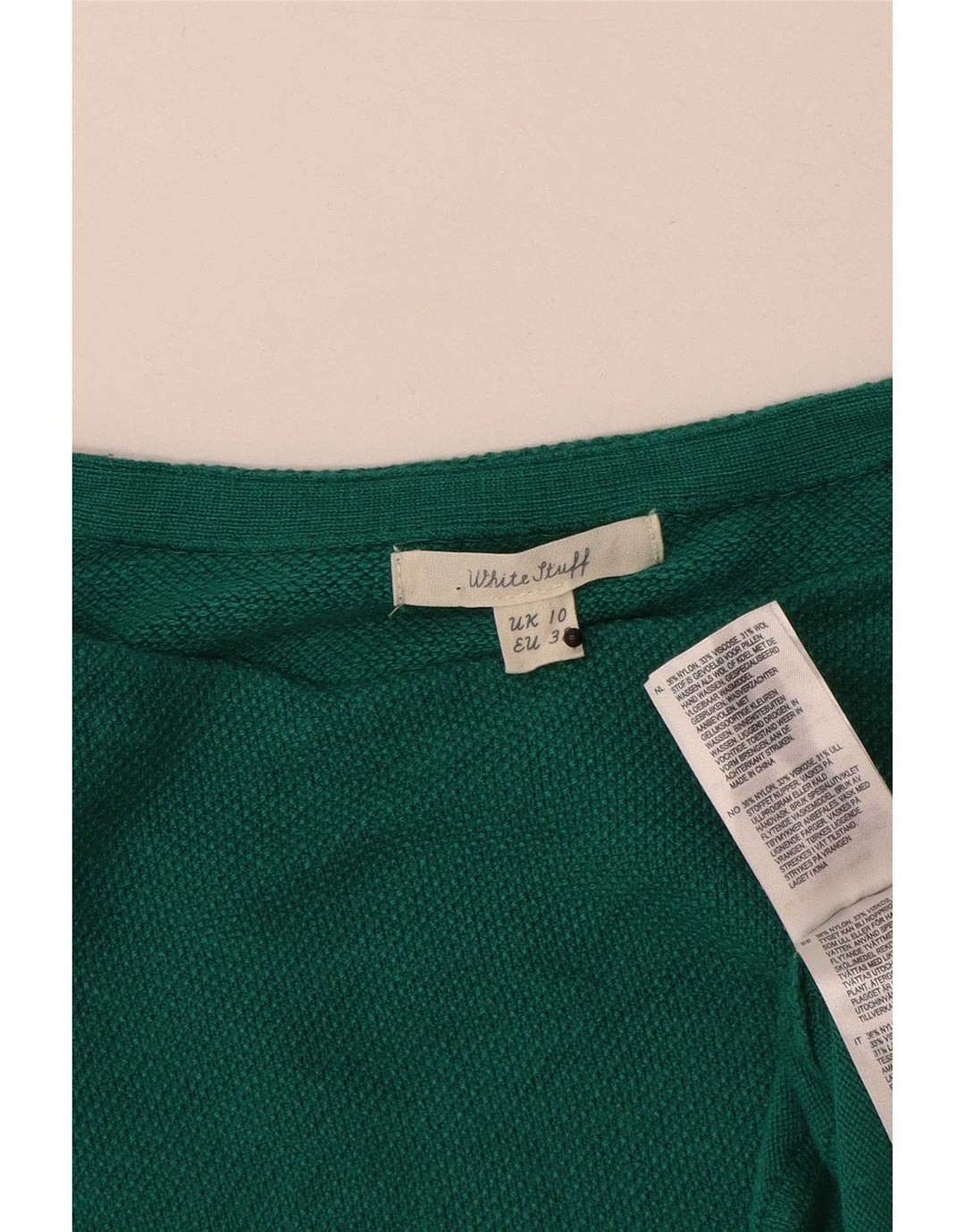 Damski sweter oversize White Stuff z dekoltem w łódkę UK 10 Small Green