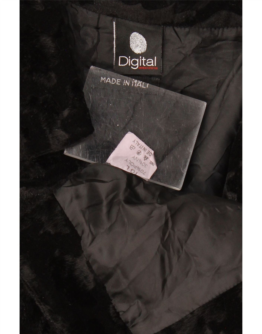 Damska kurtka bolerko ze sztucznego futra VINTAGE UK 14, duży, czarny poliester