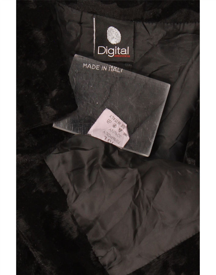 Damska kurtka bolerko ze sztucznego futra VINTAGE UK 14, duży, czarny poliester