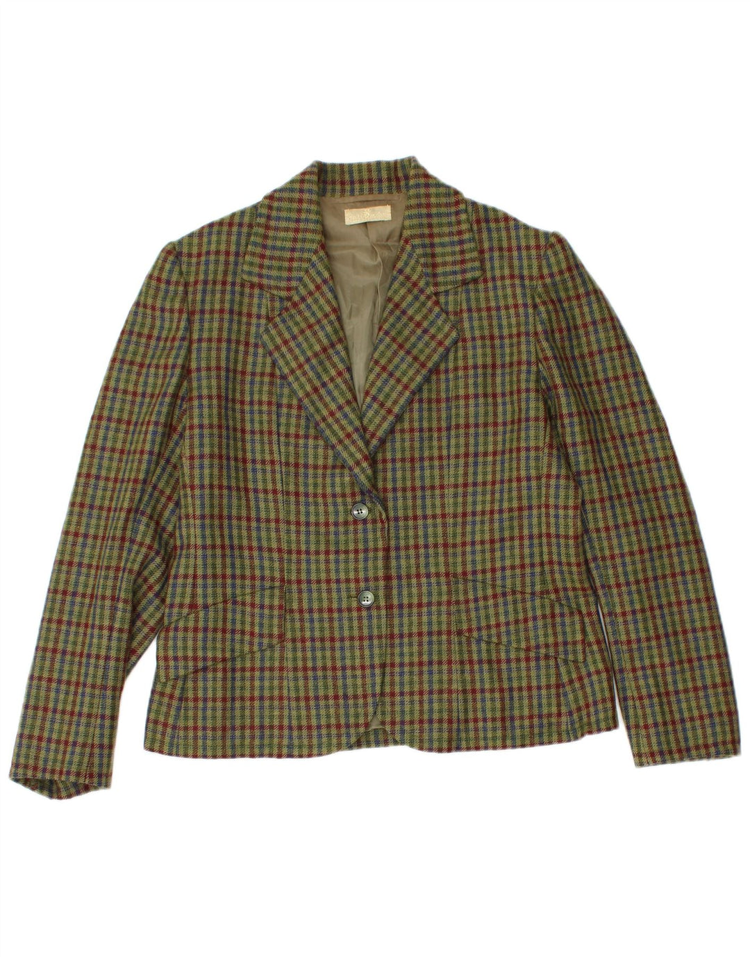 Vintage damski komplet spódnic zapinanych na 2 guziki, UK 12 Medium W26 Khaki Check