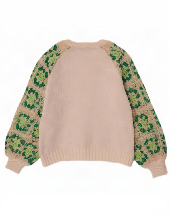 Sweter damski Zara z dekoltem w łódkę UK 10, mały, biały, geometryczny