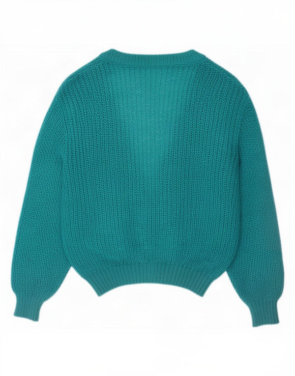 Sweter damski w stylu vintage, rozpinany UK 16, duży niebieski