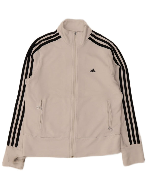 Damska bluza dresowa Adidas UK 16, duża, biała, poliestrowa