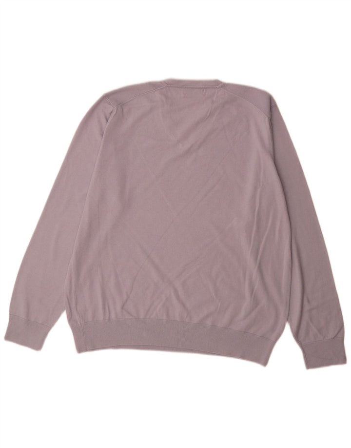 Marks & Spencer Męski sweter z dekoltem w kształcie litery V, z autografem, XL, niebieski, bawełniany
