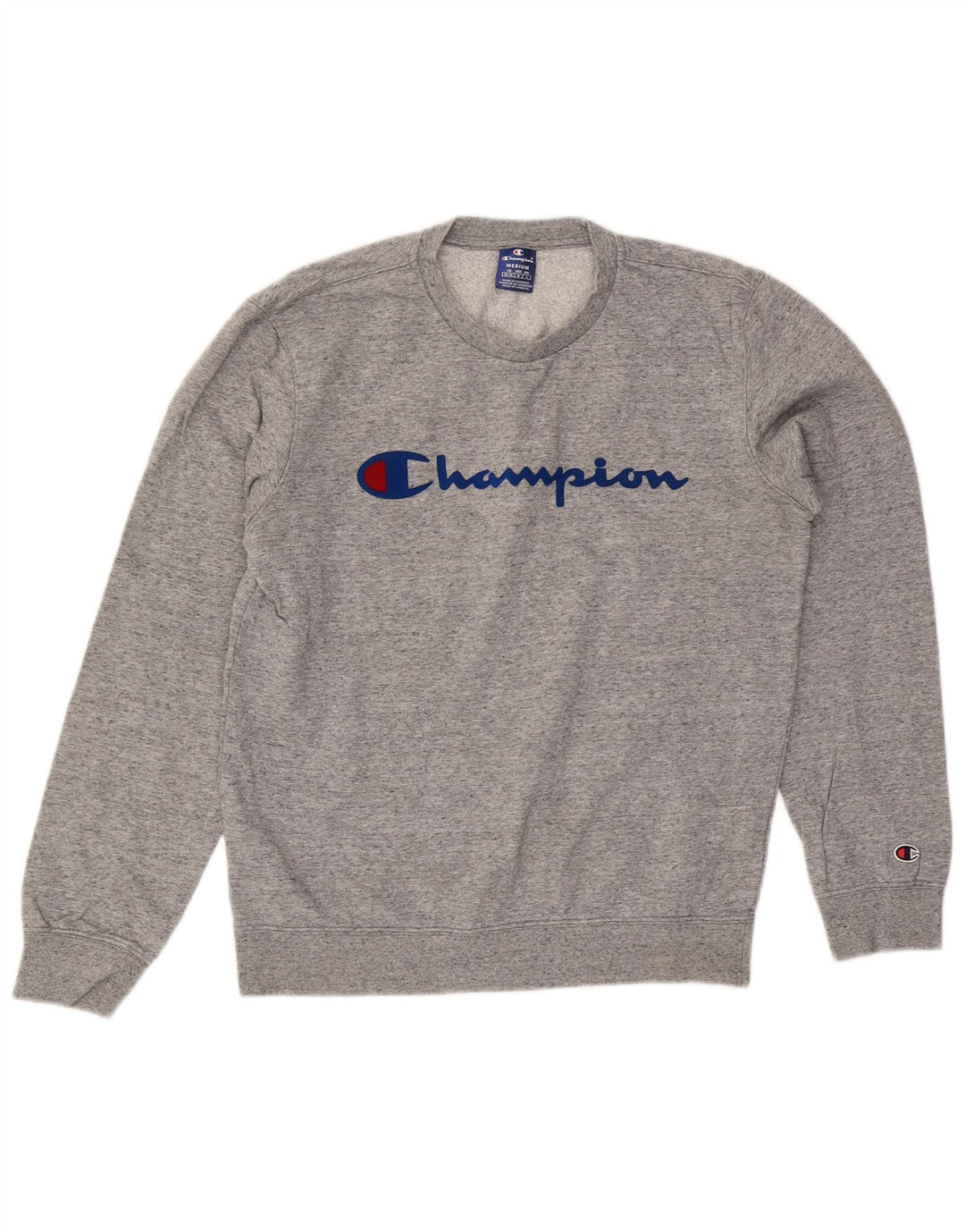 Męska bluza z grafiką Champion, średnia szara, nakrapiana bawełna