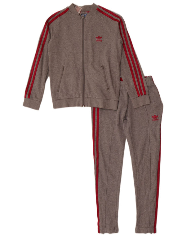 Adidas Dziewczęcy Graficzny Pełny Dres 9-10 Lat Szary Bawełniany