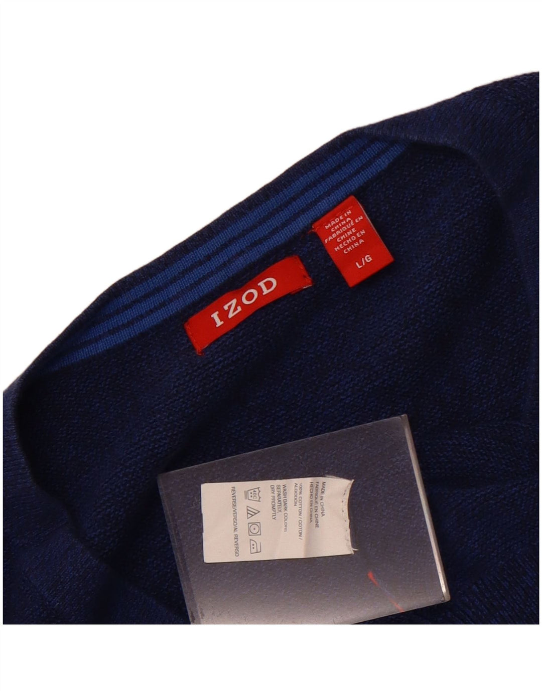 Izod Męski sweter z dekoltem w kształcie litery V, duży, niebieski, bawełniany
