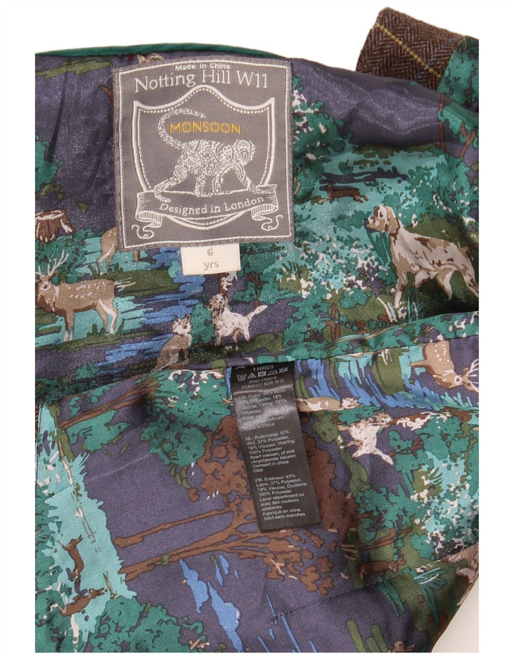 Kamizelka chłopięca Monsoon 5-6 lat, wełniana w brązową kratkę