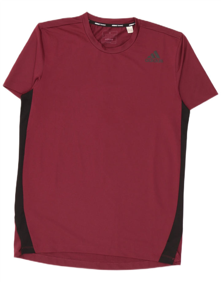 Adidas Męska koszulka Top Medium Burgundowy poliester z blokami kolorów