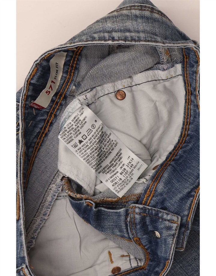 Damskie jeansy Levi's 571 Slim W27 L34 Niebieskie bawełniane