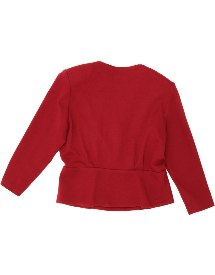 VINTAGE Womens 3 Button 3/4 Sleeve Blazer Jacket UK 18 XL Red Wool Vintage Vintage and Second-Hand Vintage from Messina Hembry 