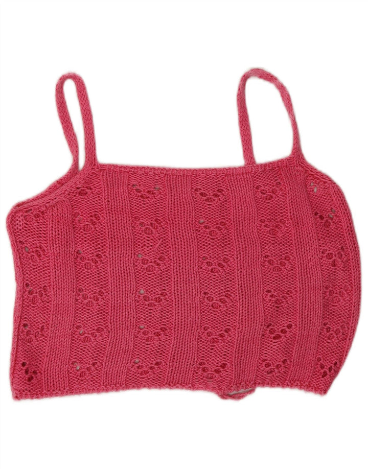 VINTAGE Womens Crochet Cami Top UK 12 Medium Pink
