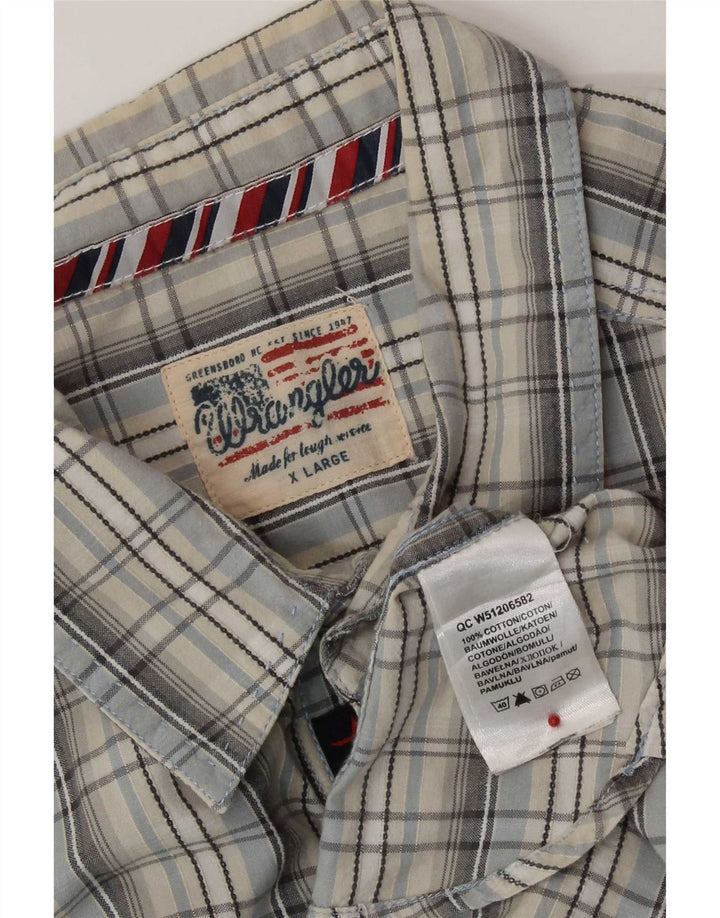 Koszula męska z krótkim rękawem Wrangler XL, bawełniana, szara krata