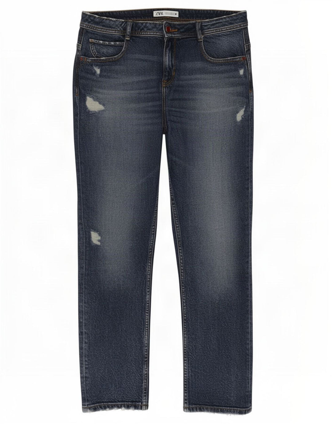Damskie jeansy Zara w trudnej sytuacji, EU 40 Medium W30 L28, niebieska bawełna