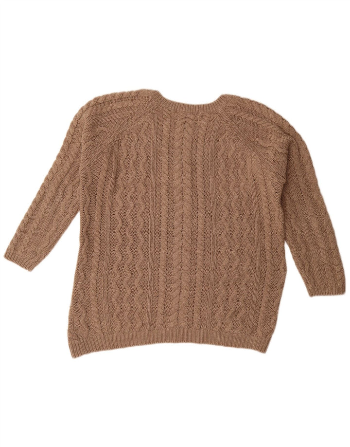 Marks & Spencer Damski sweter oversize z okrągłym dekoltem, UK 14, duży brązowy