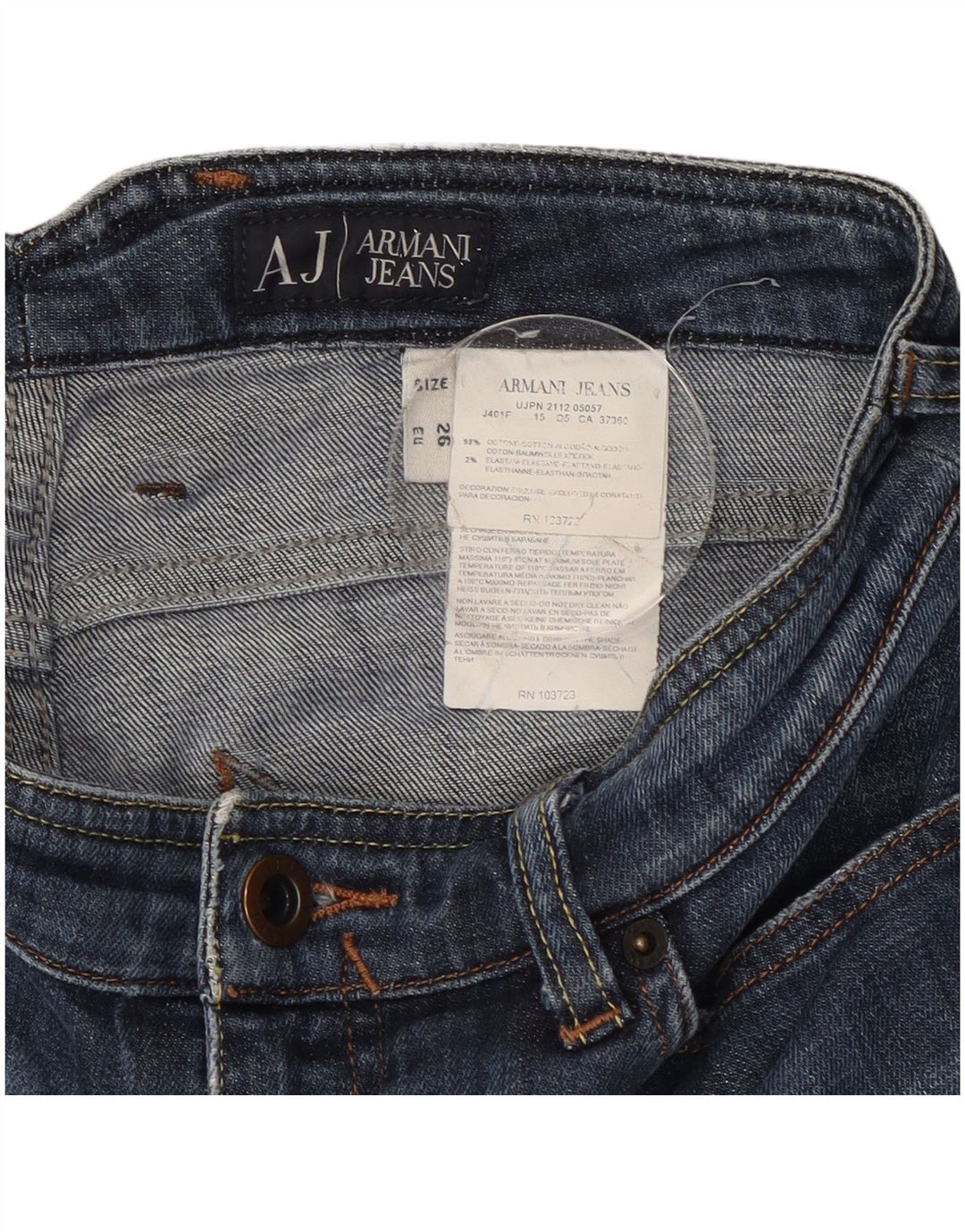 Damskie jeansy Armani Graphic Slim W26 L32 Granatowa bawełna