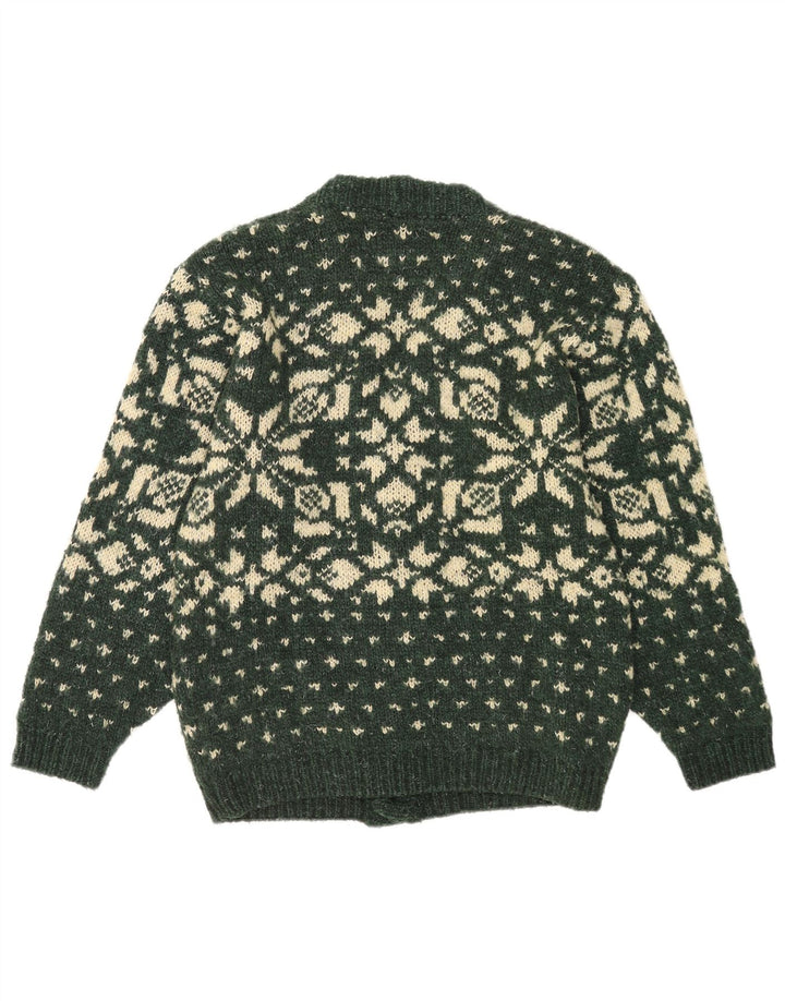 Męski sweter kardigan Foxhound w kolorze średniozielonym Fair Isle