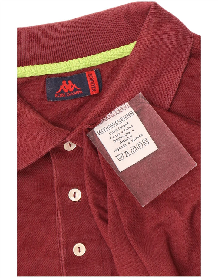 Męska koszulka polo KAPPA 2XL Bordowa bawełna
