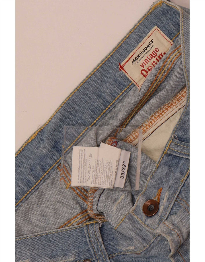 Męskie dżinsy Jack & Jones w trudnej sytuacji Bootcut W33 L32, niebieska bawełna