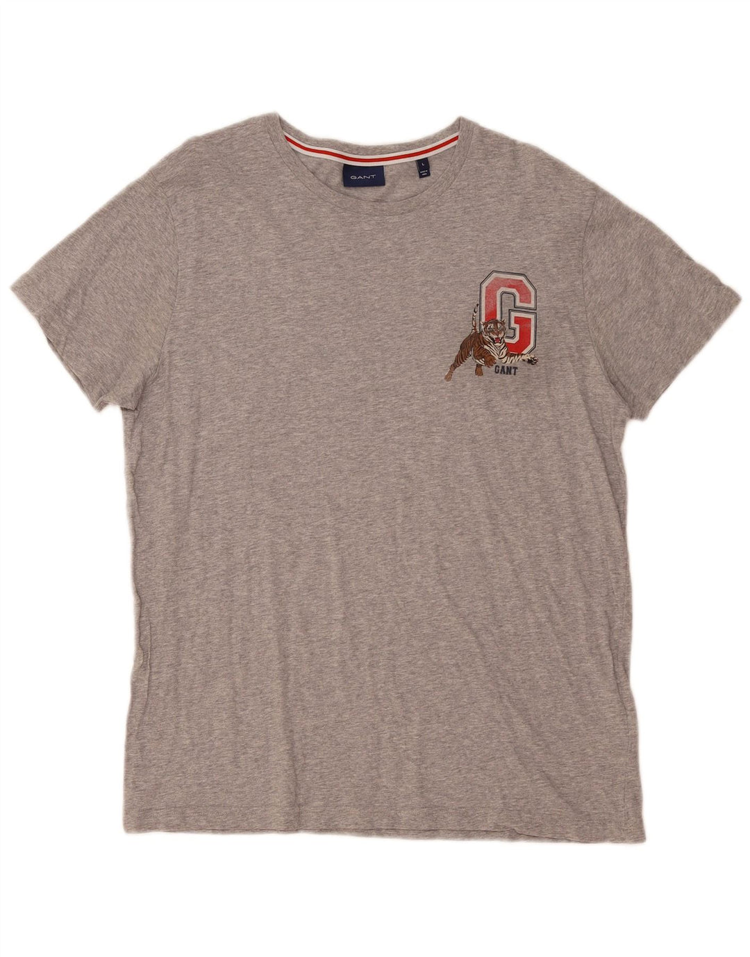 Męski T-shirt z grafiką Gant, duży, szary, bawełniany