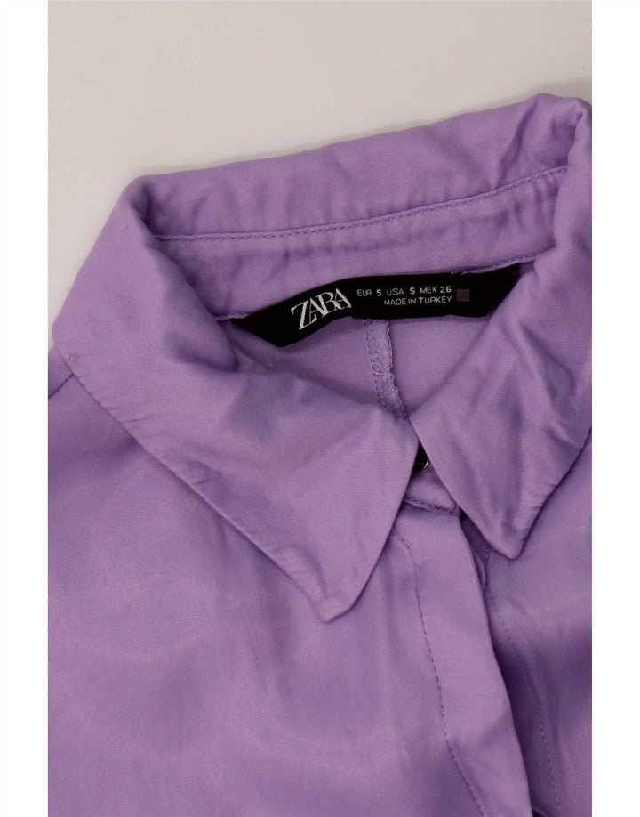 Damska bluzka koszulowa oversize Zara UK 10, mała fioletowa