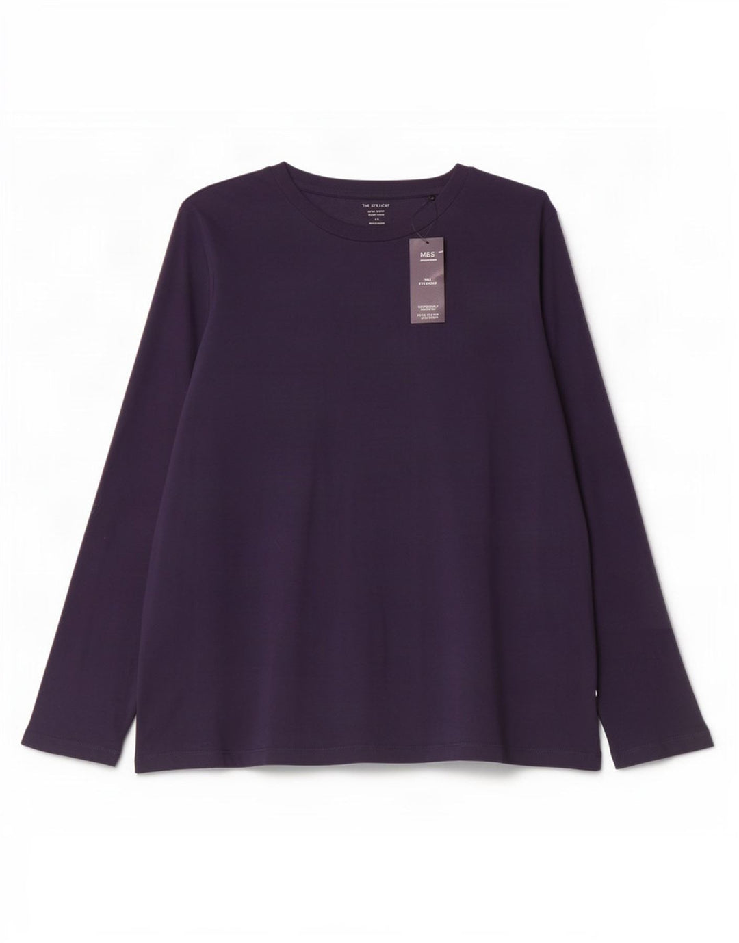 Marks & Spencer Damski top z długim rękawem UK 22 2XL Granatowy, bawełniany