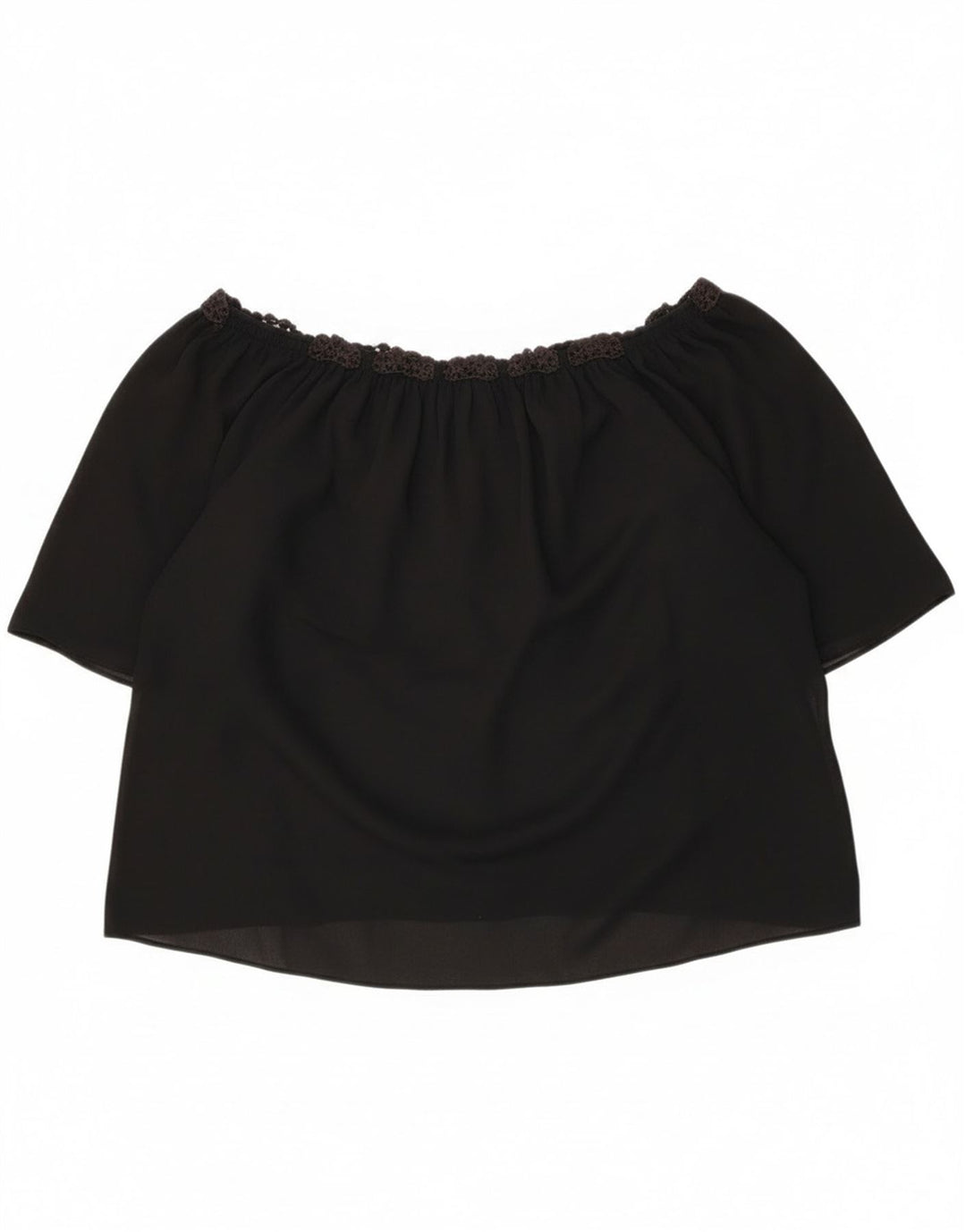 Damski top Zara Crop Oversize z odkrytymi ramionami UK 16, duży, czarny w kwiaty