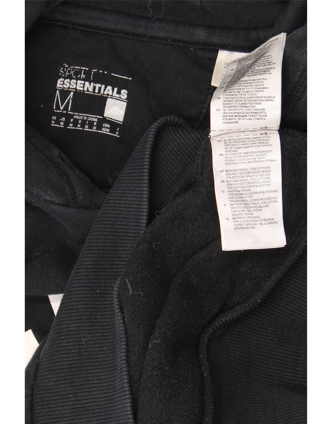 Męski sweter z kapturem ADIDAS z grafiką, średniej wielkości, czarny, bawełniany