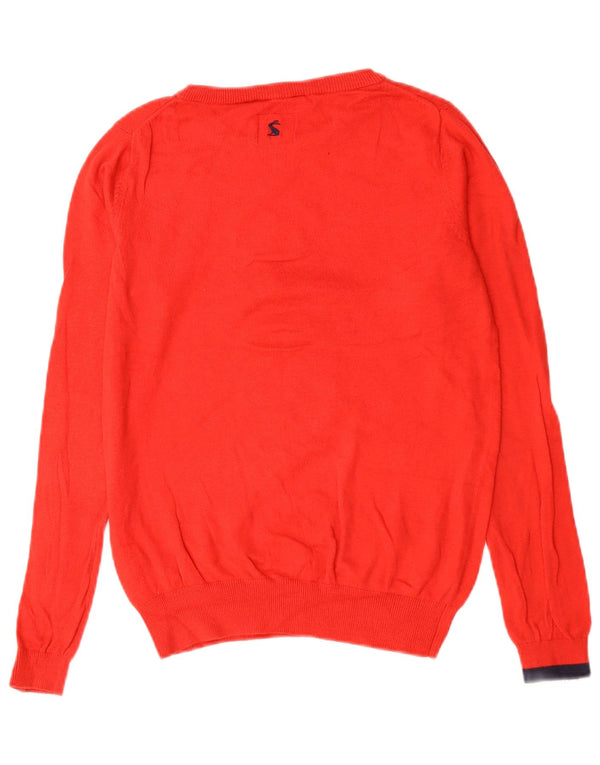 Damski sweter Joules z graficznym dekoltem w łódkę, UK 8, mały, czerwony, bawełniany