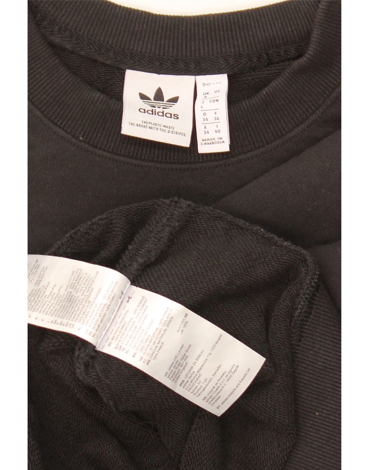 Bluza damska Adidas Oversized Crop Jumper UK 8 Mała czarna bawełna