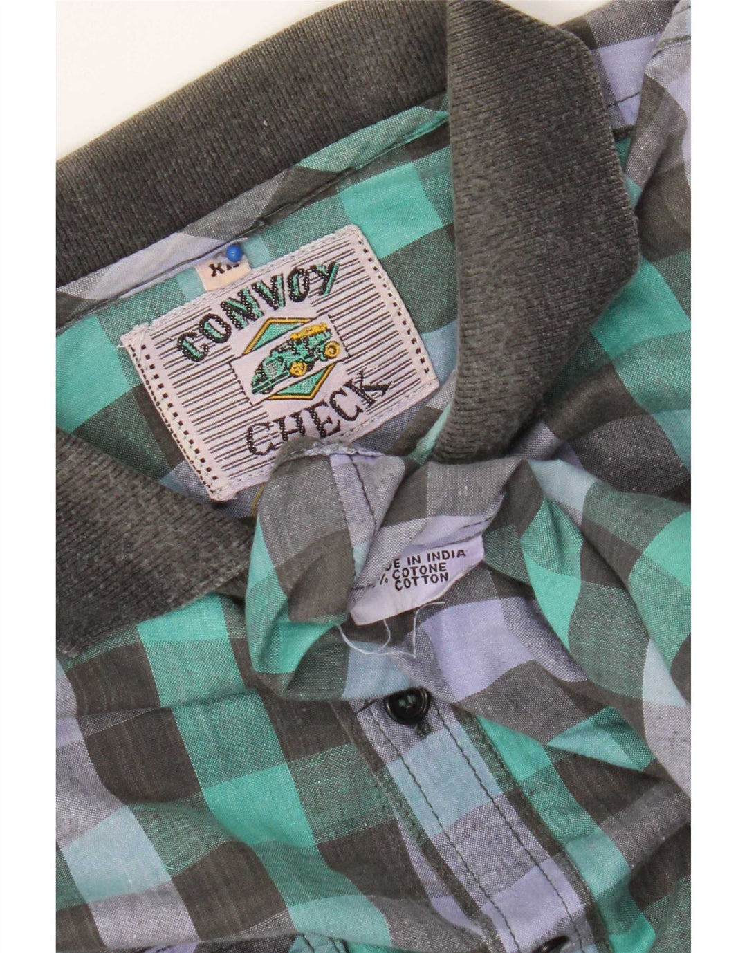 Koszula męska w stylu vintage XL, wielokolorowa bawełniana kratka