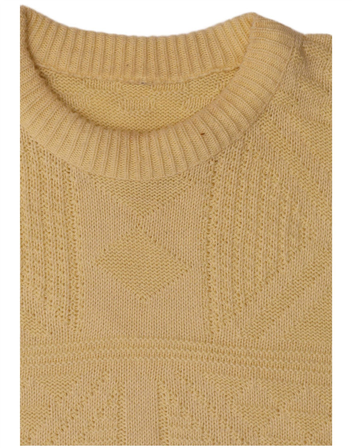 Vintage męski sweter z dekoltem w łódkę, duży żółty