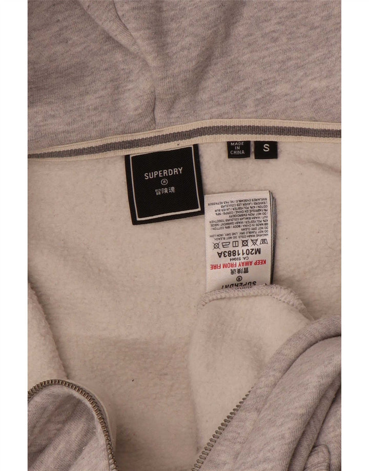 Męski sweter z kapturem i zamkiem Superdry, mały, szary, bawełniany