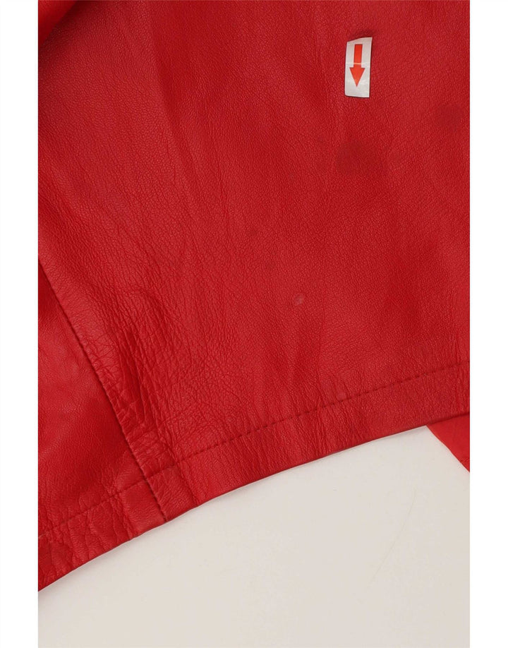 Vintage damska skórzana sukienka płaszczowa IT 48 XL czerwona