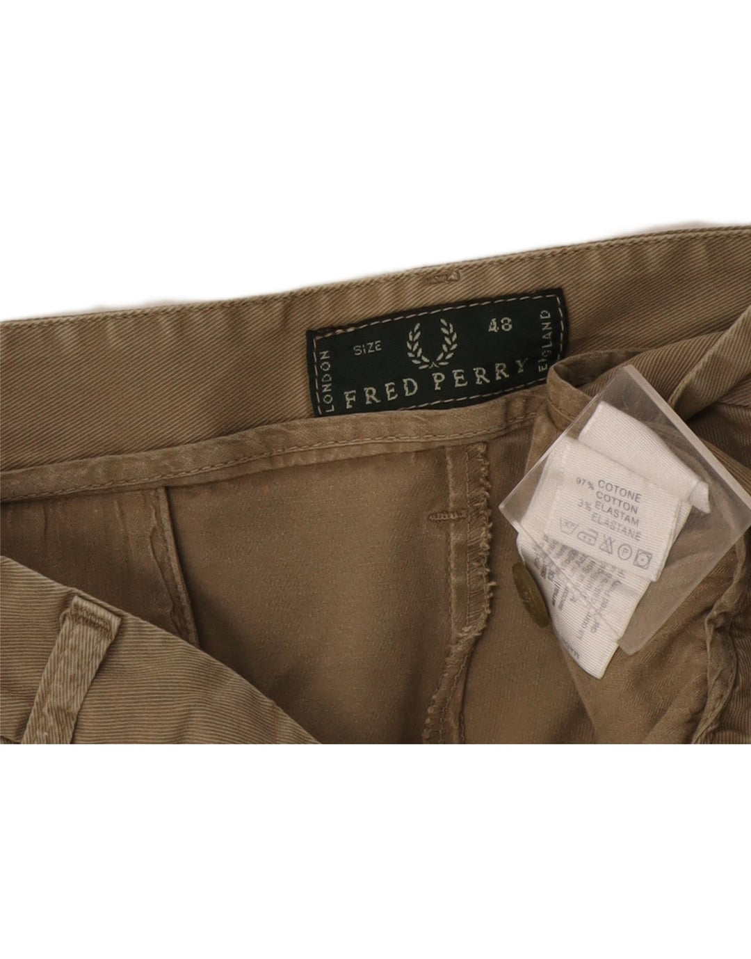 Męskie spodenki chino Fred Perry IT 48 Medium W32, bawełna khaki