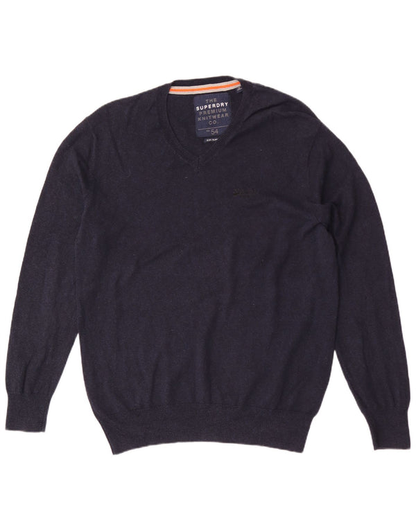 Męski sweter Superdry z dekoltem w kształcie litery V, XL, granatowy, bawełniany