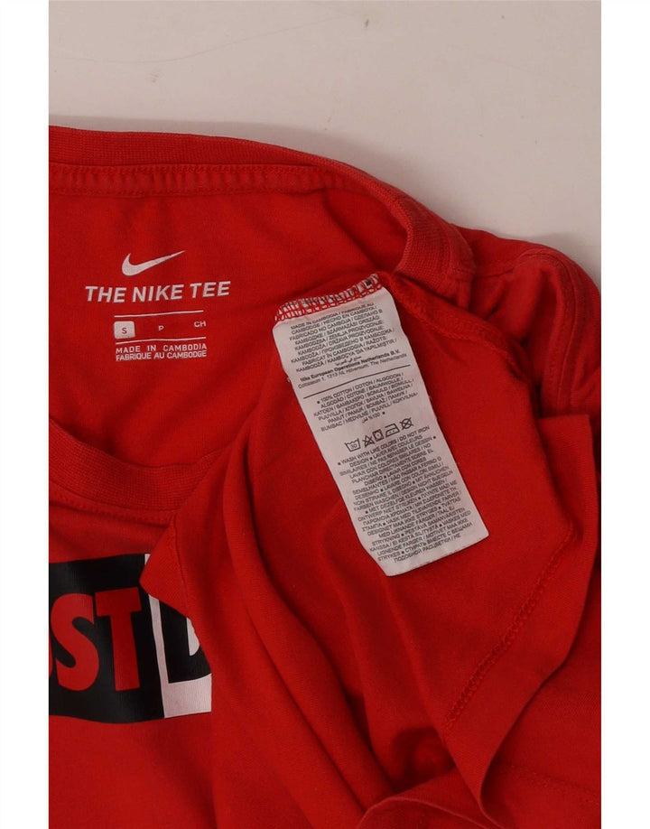 Męski T-shirt z grafiką Nike, mały, czerwony, bawełniany