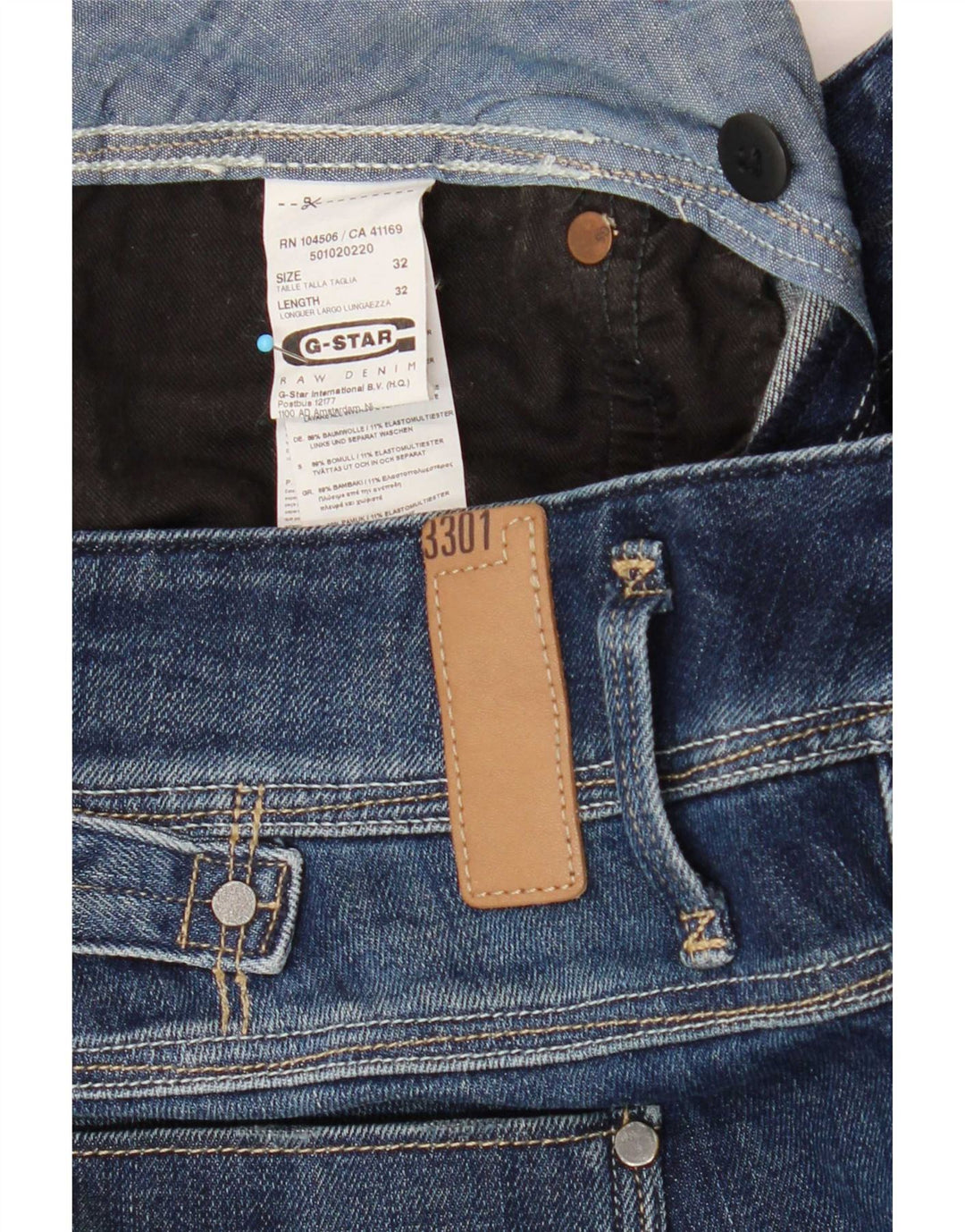 G-Star Damskie 3301 Slim Jeans W32 L32 Granatowa bawełna