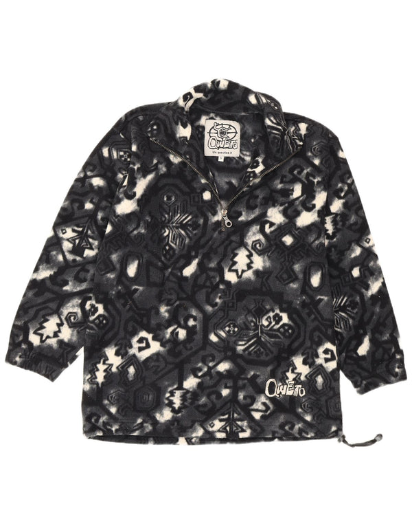 Męski sweter z polaru w stylu vintage, abstrakcyjny wzór, mały szary