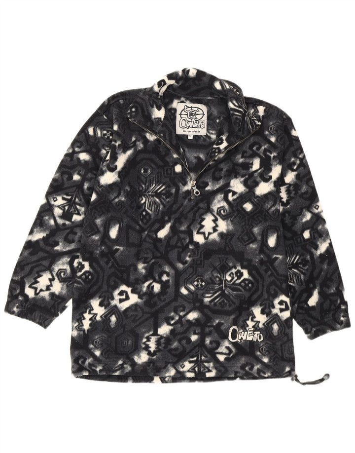 Męski sweter z polaru w stylu vintage, abstrakcyjny wzór, mały szary