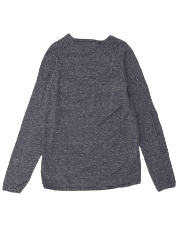 Męski sweter Jack & Jones z dekoltem w łódkę, średni granatowy, bawełniany nakrapiany
