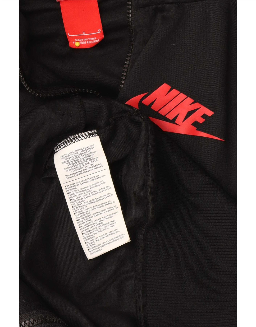 Męski sweter z kapturem i zamkiem błyskawicznym Nike, duży czarny poliester z blokami kolorów