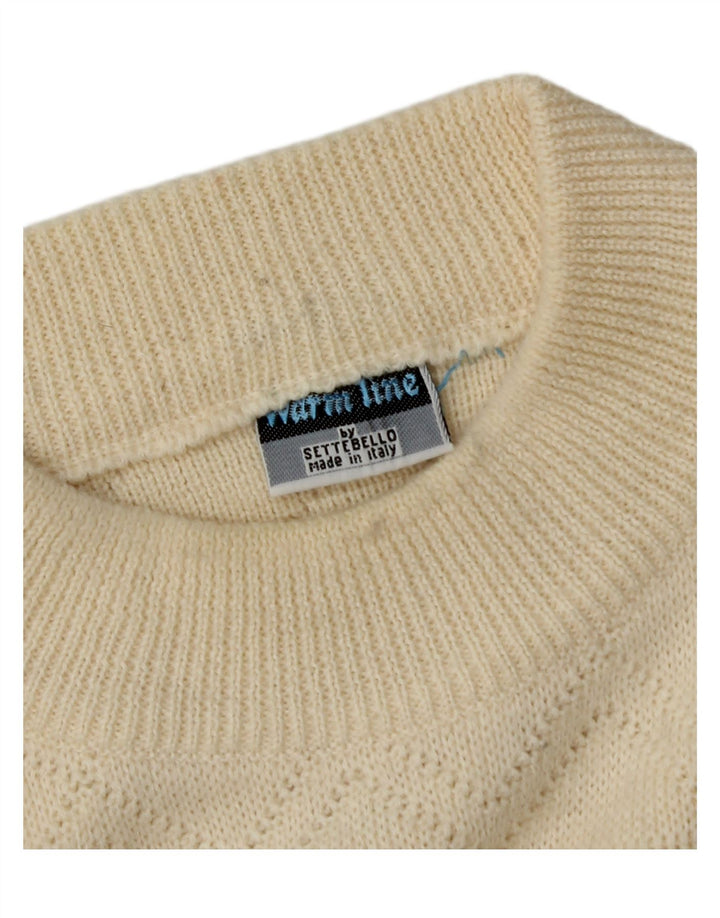 SETTEBELLO Mens Crew Neck Jumper Sweater Medium Off White Wool Vintage Settebello and Second-Hand Settebello from Messina Hembry 