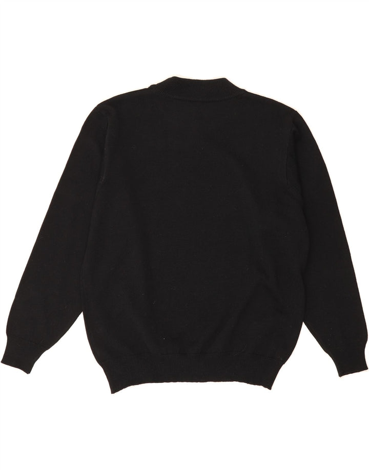 VINTAGE Womens Turtle Neck Jumper Sweater UK 14 Medium Black Cotton Vintage Vintage and Second-Hand Vintage from Messina Hembry 