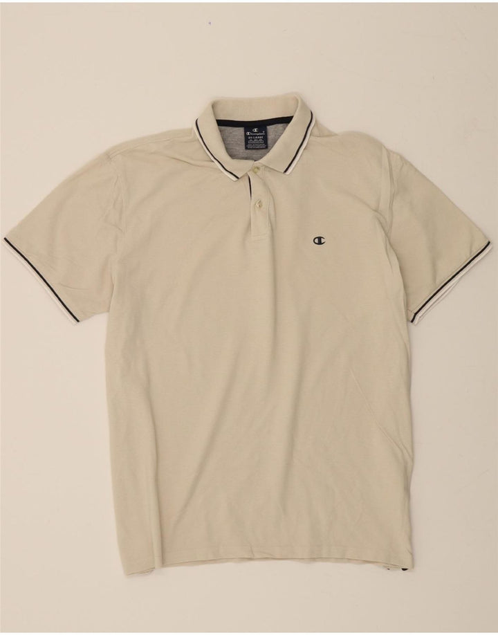 CHAMPION Mens Polo Shirt 2XL Beige Cotton Vintage Champion and Second-Hand Champion from Messina Hembry 