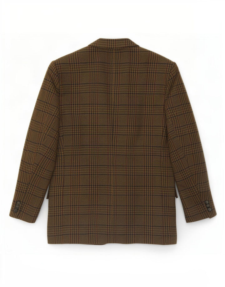 Vintage męska marynarka zapinana na 2 guziki IT 54 2XL Khaki, wełna w pepitkę
