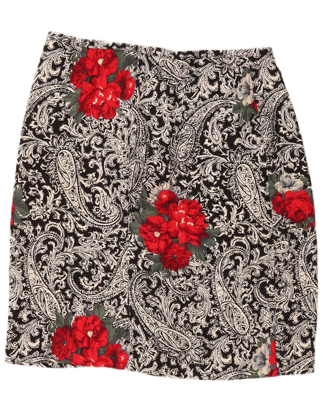 Damska spódnica kopertowa VINTAGE W30 Średnia czarna paisley