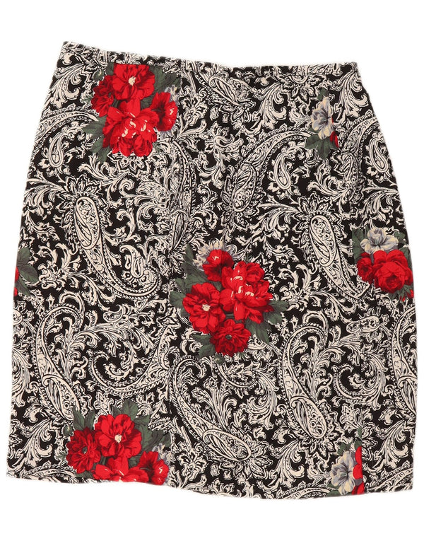 VINTAGE Womens Wrap Skirt W30 Medium Black Paisley