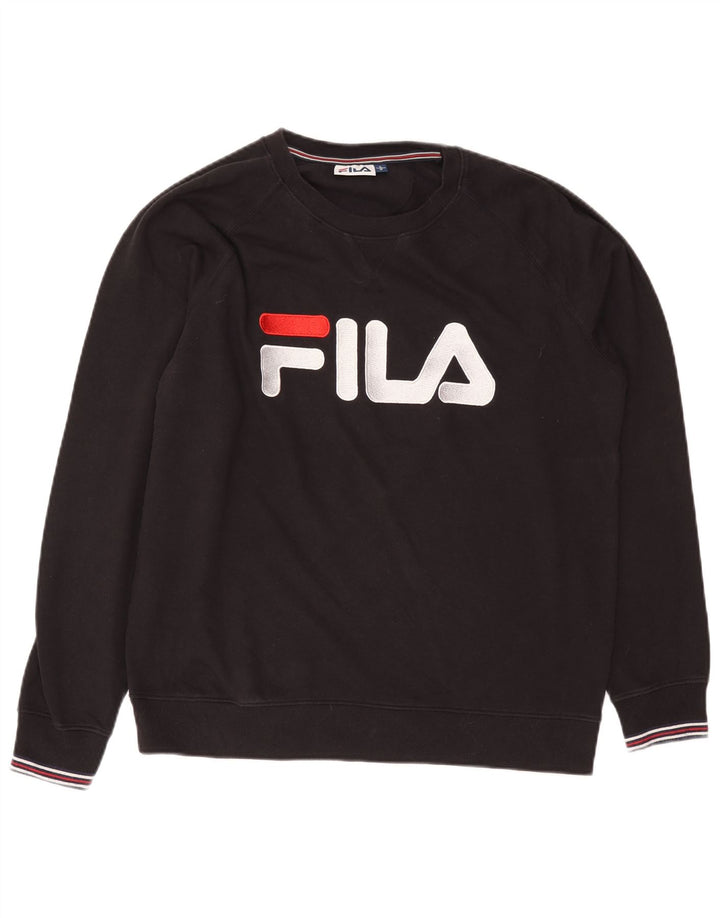 Męska bluza z grafiką Fila, duża, czarna, bawełniana